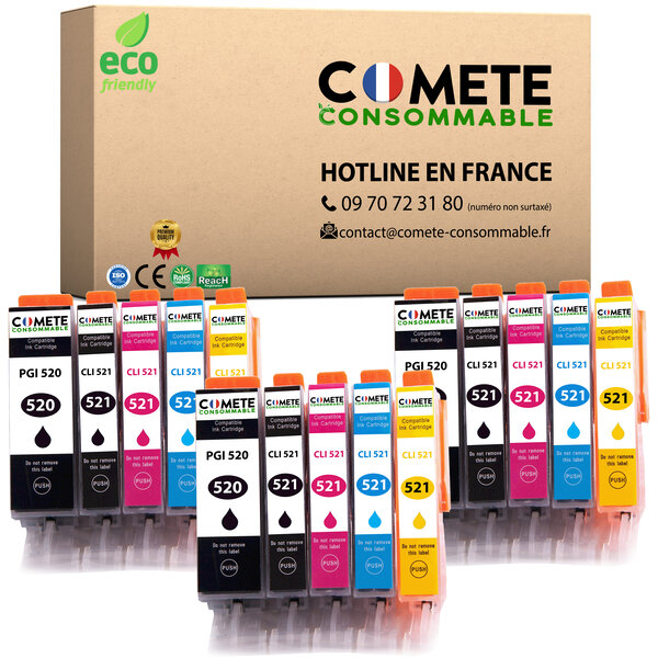 Cartouche 520/521xl Pack de 15 Compatibles Comete, Entreprise Française