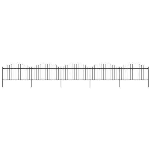 vidaXL Clôture de jardin à dessus en lance Acier (1 25-1 5)x8 5 m Noir