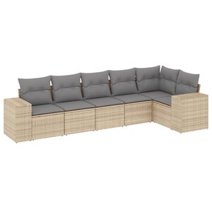 vidaXL Salon de jardin avec coussins 6 Pièces beige résine tressée