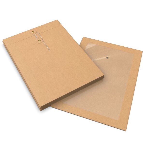 Lot de 10 enveloppes à rondelle et ficelle manille avec fenetre panoramique 324x229
