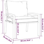 vidaXL Chaise de jardin avec coussins sable 68x76x79 cm acier