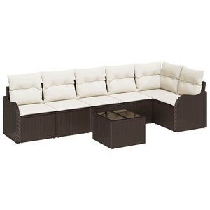 vidaXL Ensemble de canapé de jardin avec stockage 7 Pièces Gris polyrotin
