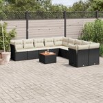 vidaXL Salon de jardin 11 Pièces avec coussins noir résine tressée