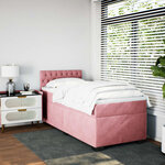 vidaXL Sommier à lattes de lit avec matelas Rose 90x200 cm Velours