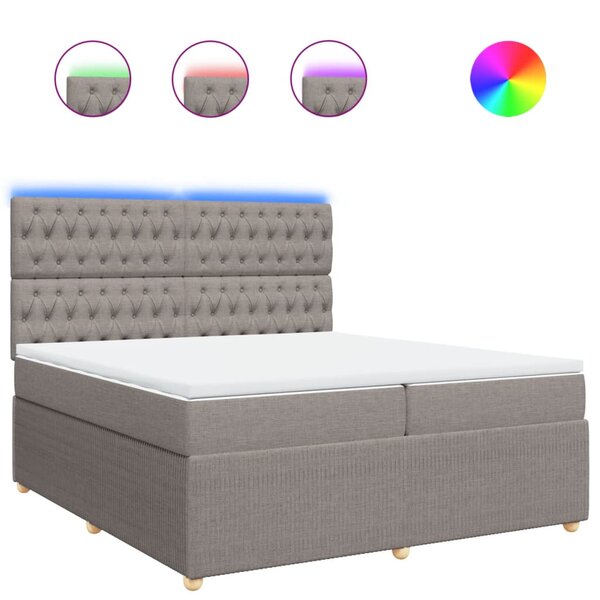 vidaXL Sommier à lattes de lit avec matelas Taupe 200x200 cm Tissu