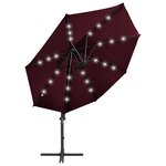 vidaXL Parasol déporté avec mât et lumières LED Rouge bordeaux 300 cm