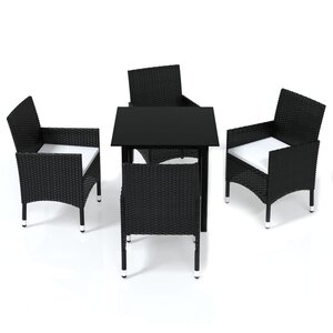 vidaXL Ensemble à dîner de jardin avec coussins 5 Pièces poly rotin noir