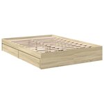 vidaXL Cadre de lit avec tiroirs sans matelas chêne sonoma 135x190 cm