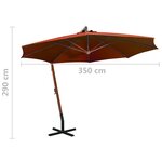 vidaXL Parasol suspendu avec mât Terre cuite 3 5x2 9 m Bois de sapin