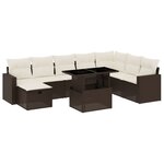 vidaXL Salon de jardin avec coussins 9 Pièces marron résine tressée