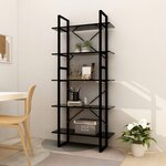 vidaXL Bibliothèque à 5 niveaux Noir 80x30x175 cm Bois d'ingénierie