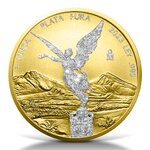 LIBERTAD Diamond Dust II Gold Gilded 1 Once Argent Monnaie Mexico 2023