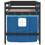 vidaXL Lit mezzanine enfants et rideaux bleu 90x190cm bois pin massif