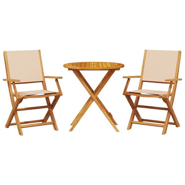 vidaXL Ensemble de bistro 3 Pièces beige tissu et bois massif