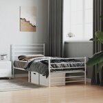 vidaXL Cadre de lit métal avec tête de lit/pied de lit blanc 107x203cm