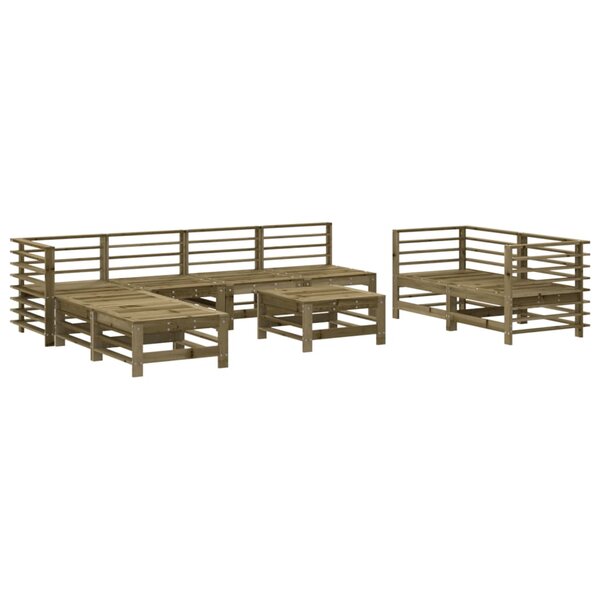 vidaXL Salon de jardin 9 Pièces bois de pin imprégné
