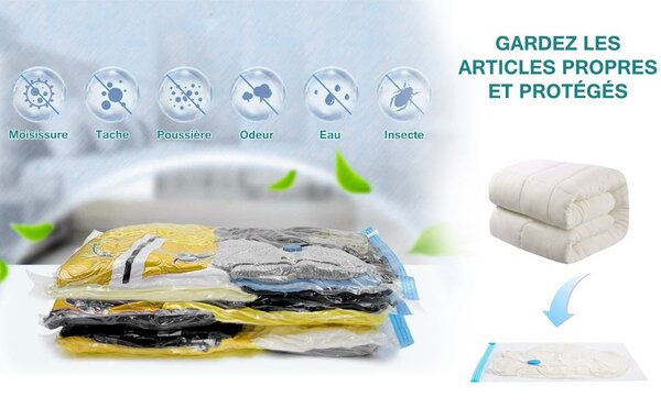 Set de 6 housses de rangement sous vide avec pompe manuelle - Maxi