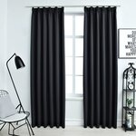 vidaXL Rideaux occultants avec crochets 2 Pièces Noir 140x245 cm