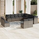 vidaXL Salon de jardin avec coussins 13 Pièces gris résine tressée