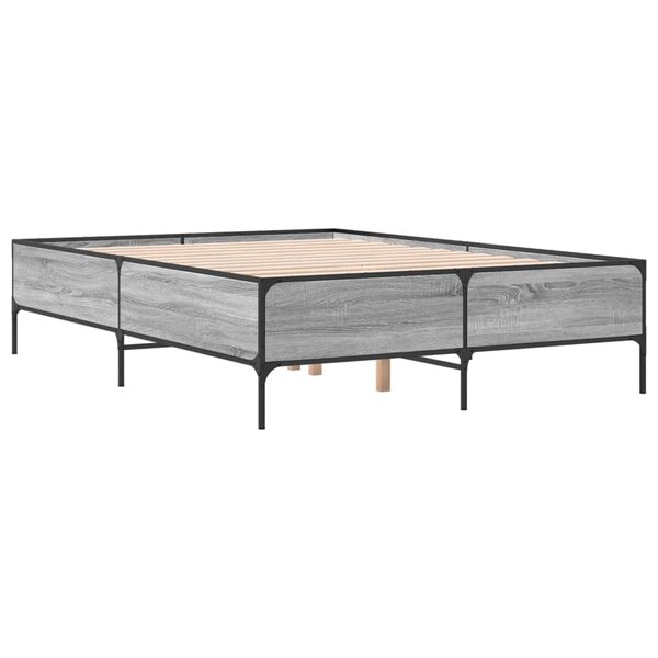 vidaXL Cadre de lit sonoma gris 120x200 cm bois d'ingénierie et métal