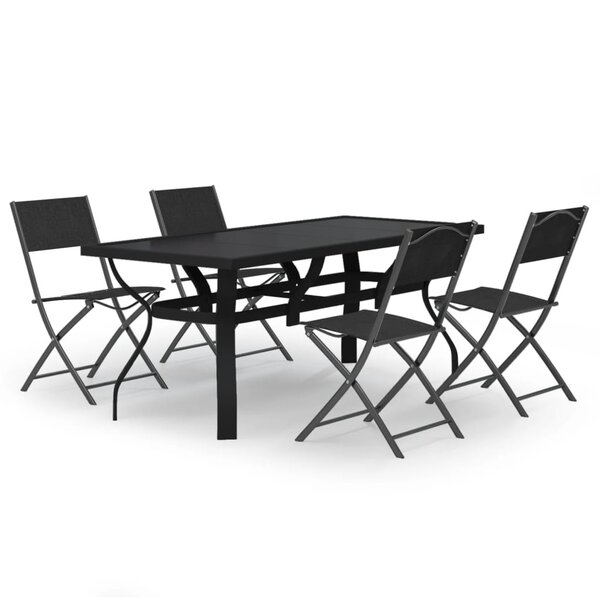 vidaXL Ensemble à manger de jardin 5 Pièces Gris et noir
