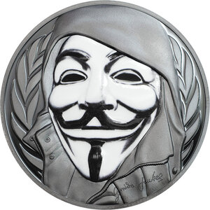 Pièce de monnaie en Argent 5 Dollars g 31.1 (1 oz) Millésime 2016 Revolutionary Masks GUY FAWKES MASK
