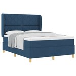 Lit Box Spring vidaXL avec Matelas Bleu 160x200 cm en Tissu