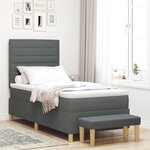 vidaXL Lit Box Spring avec Matelas & Banc Gris Foncé 90x200 cm Tissu