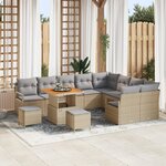 Ensemble de canapé de jardin de 12 pièces avec coussins en poly rotin beige