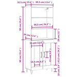 vidaXL Buffet haut Blanc 69 5x34x180 cm Bois d'ingénierie