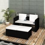 vidaXL Salon de jardin 4 Pièces avec coussins Résine tressée Noir