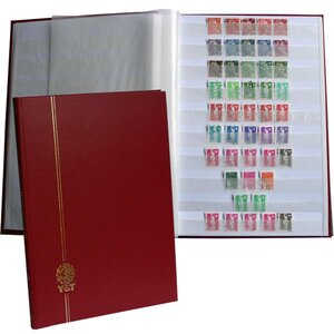 PERFECTA : Classeur fixe pour timbres (Grand modèle-Pages Blanches-48p. Grenat)