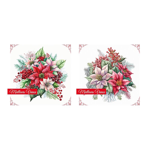 Carte De Voeux - 5 Cartes Meilleurs Voeux Edelweiss Décor Brillant