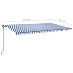 vidaXL Auvent automatique capteur de vent et LED 6x3 5 m Bleu et blanc