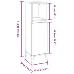 vidaXL Armoire de bain chêne fumé 30x30x100 cm bois d'ingénierie