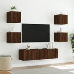 vidaXL Unités murales TV avec LED 6 Pièces chêne marron bois d'ingénierie