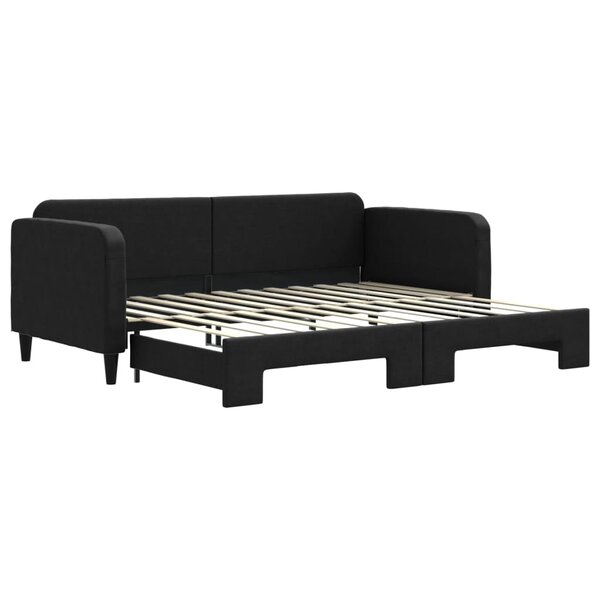 vidaXL Lit de jour avec lit gigogne noir 90x200 cm tissu