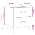 vidaXL Tables de chevet 2 Pièces blanc brillant 40x35x47 5 cm