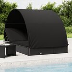 vidaXL Transat 2 places avec toit rond noir 211x112x140 cm