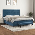 vidaXL Sommier à lattes de lit et matelas Bleu foncé 180x200cm Velours