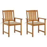 vidaXL Chaises de jardin avec coussins lot de 2 Bois d'acacia massif