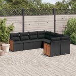 vidaXL Salon de jardin 8 Pièces avec coussins noir résine tressée
