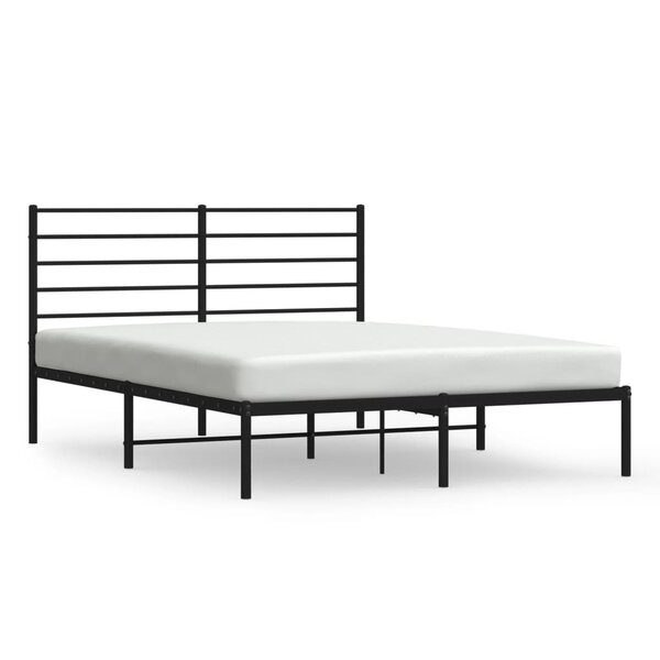 vidaXL Cadre de lit métal avec tête de lit noir 140x200 cm