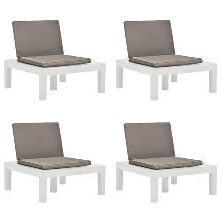 vidaXL Chaises de salon de jardin et coussins 4 Pièces Plastique Blanc