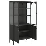 vidaXL Buffet haut noir 90x40x180 cm verre et acier