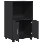 vidaXL Armoire à roulettes noir 55x40x91 cm bois d'ingénierie