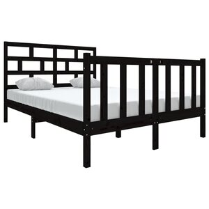 vidaXL Cadre de lit sans matelas noir bois massif 140x190 cm