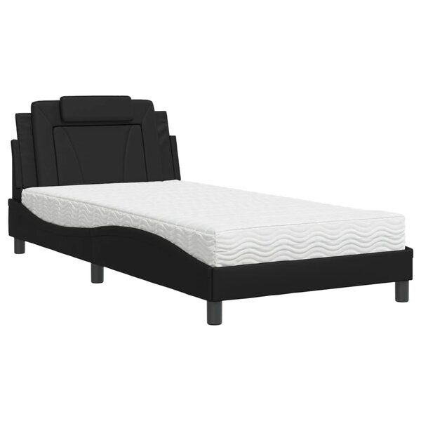vidaXL Lit avec matelas noir 100x200 cm similicuir