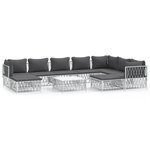 vidaXL Salon de jardin avec coussins 10 Pièces blanc acier