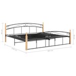 vidaXL Cadre de lit sans matelas noir métal bois chêne 200x200 cm
